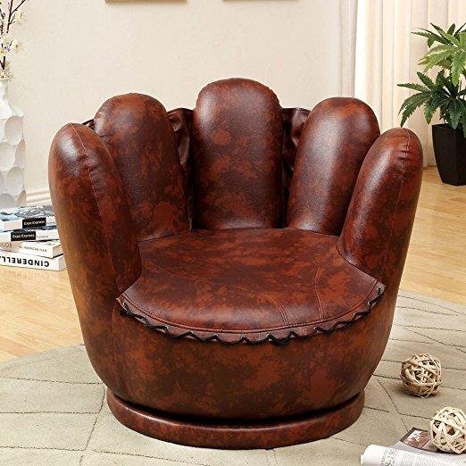 Mitte Baseball Glove Design Kids FUN Accent Swivel Chair Padded Seat PU Leather