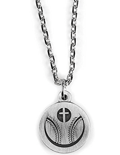 Baseball Home Run Cross Pendant Necklace